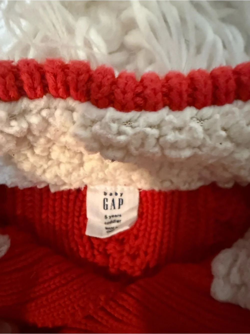 GAP Red Cable-Knit Button Mock Neck Sweater